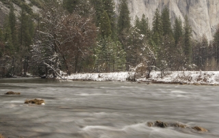 El Capitan Overlooks Snowy Merced River